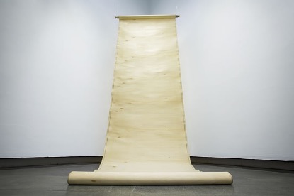 Guo Gong's artwork, "A Tree—Scroll," wood and silicone.