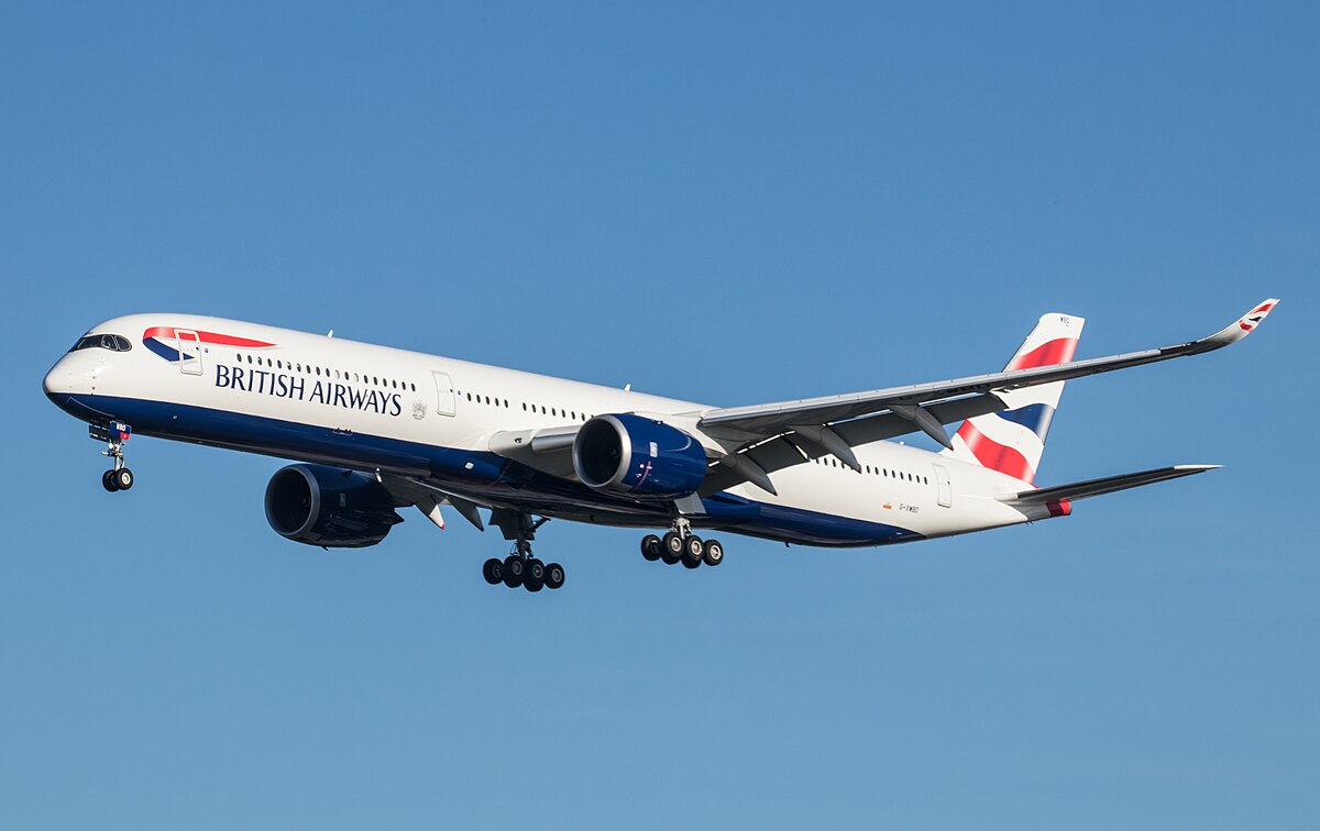 A British Airways Plane flying in the sky.
