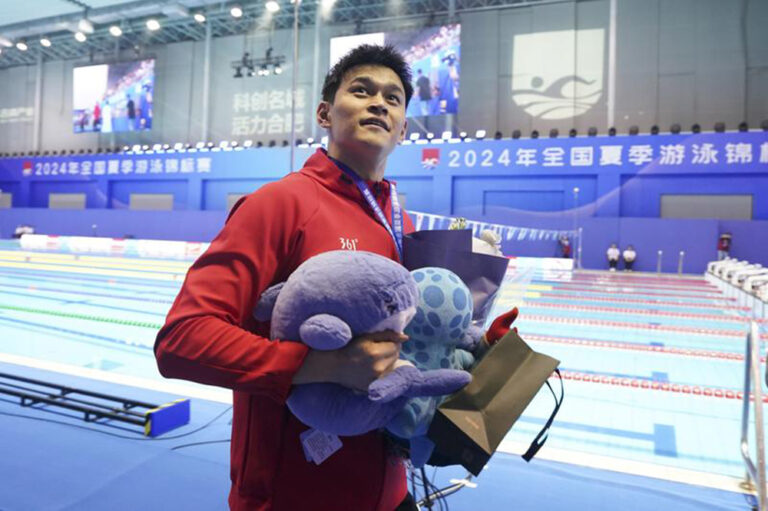 Chinese swimmer Sun Yang competed at China's national championship after returning from a doping ban.