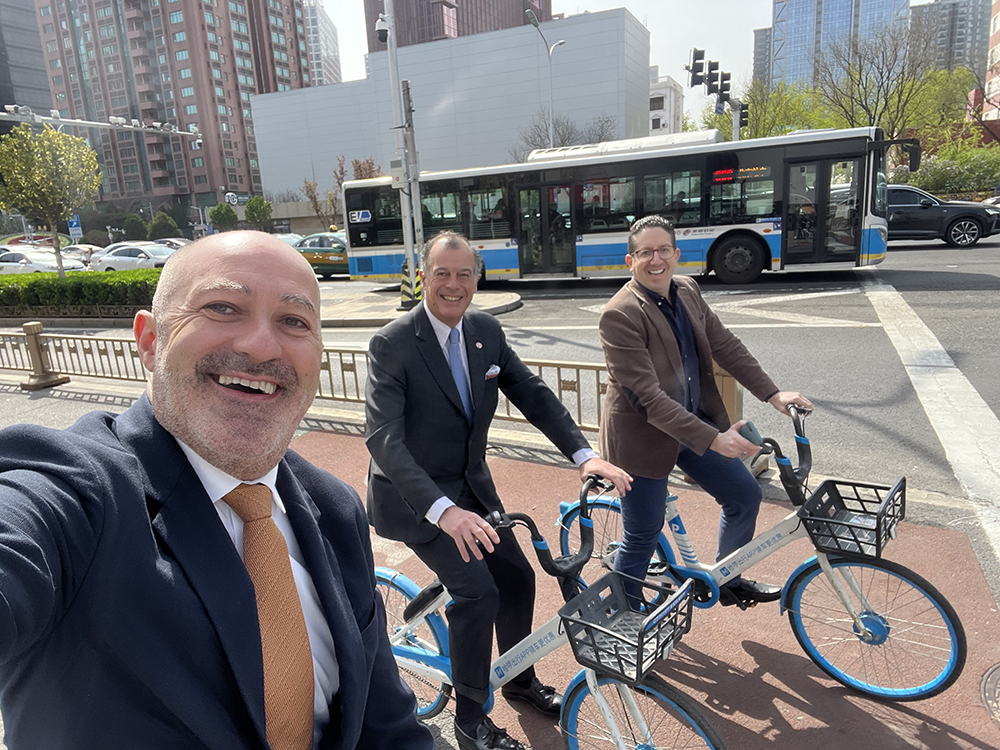 Fortoul is on the street of Beijing with his colleagues.