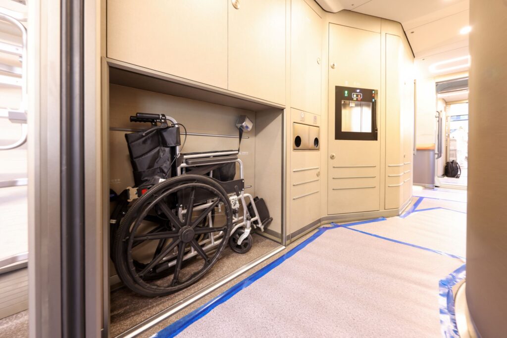 Interior storage space of the CR450 EMU