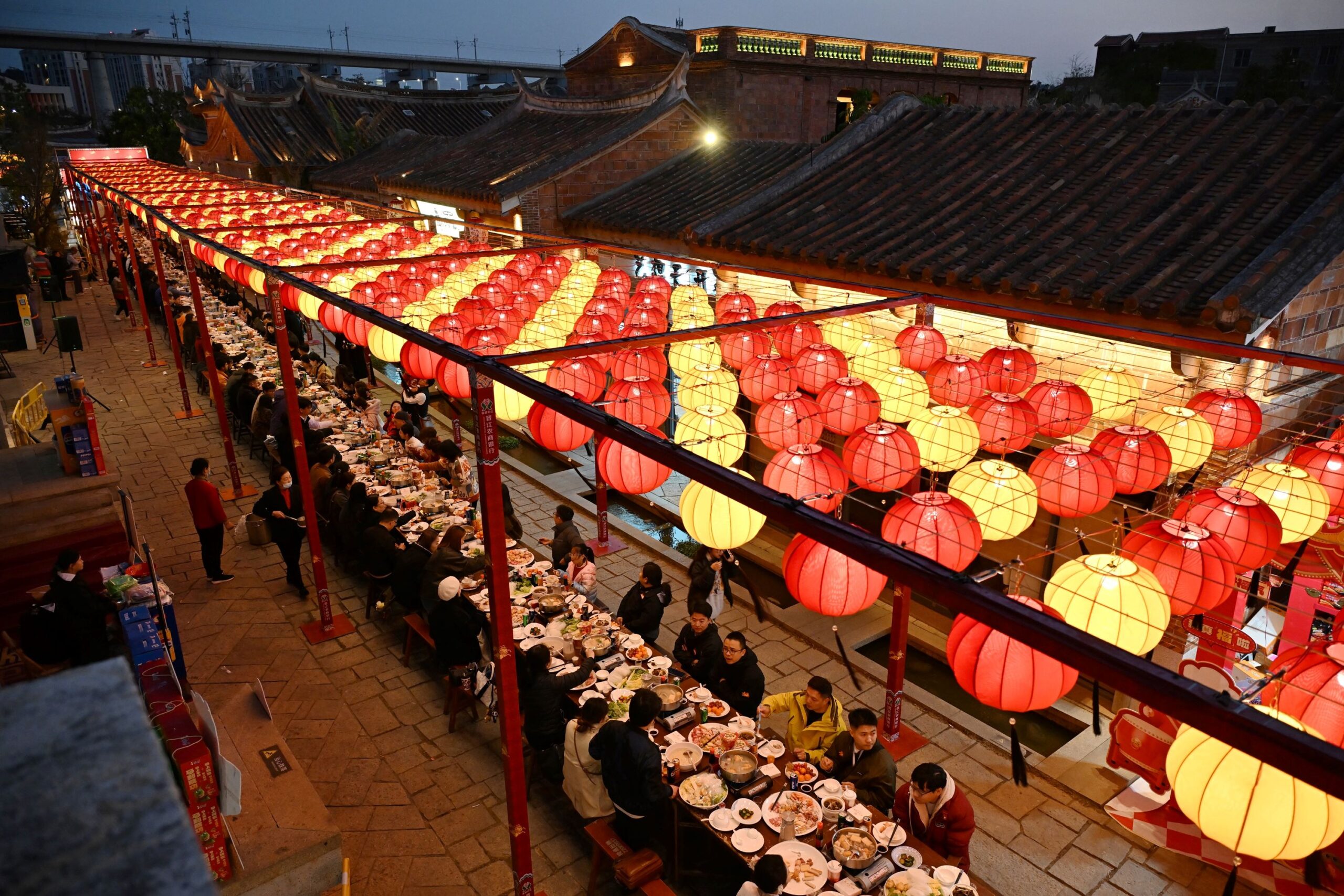long tables Lunar New Year China