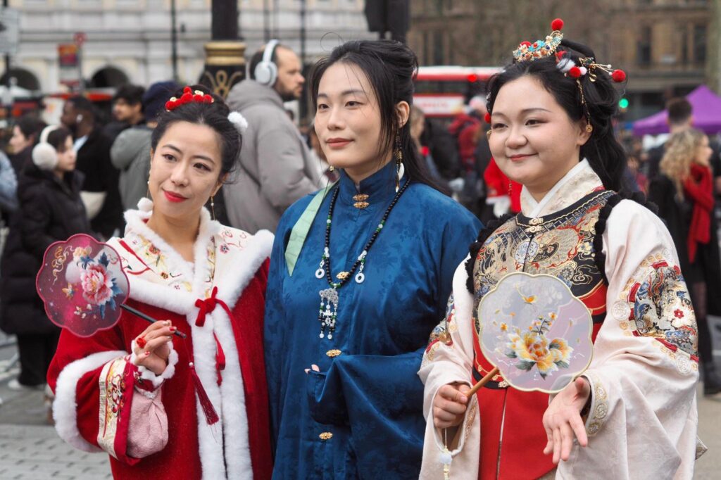 Many visitors dressed up including in traditional Chinese Hanfu.