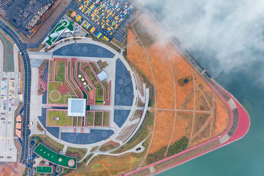 Aerial view of the Jiangkou Sunken Silver Museum